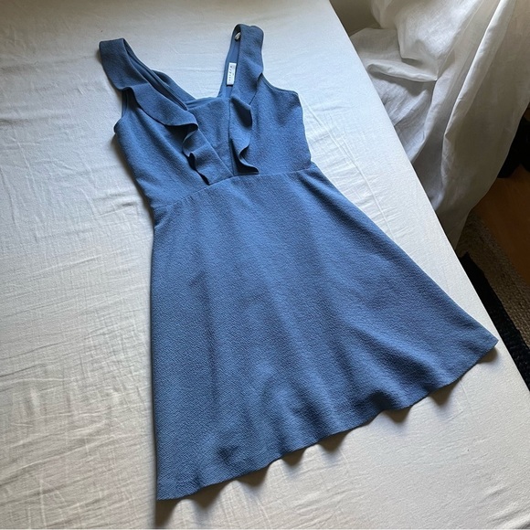Sandro Paris blue ruffle sleeveless mini dress - Picture 1 of 7